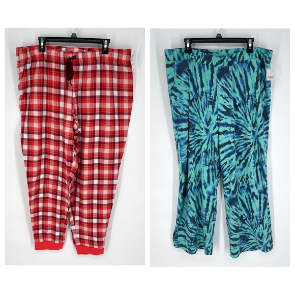 Jenni NEW Womens 2 Pc Bundle Sleep PJ Pants XXL Lounge Orange Blue - Picture 1 of 11
